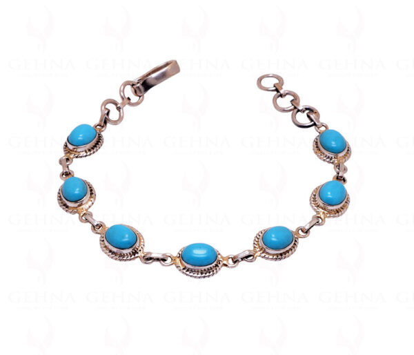 Turquoise Gemstone Studded 925 Sterling Solid Silver Bracelet Sb1035