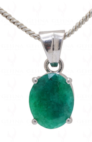 Emerald Oval Shape Gemstone 925 Silver Pendant SP02-1035