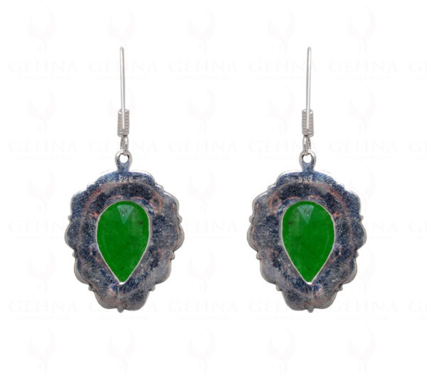 Green Jade Pear Shaped Gemstone Studded 925 Sterling Silver Earrings SE04-1035