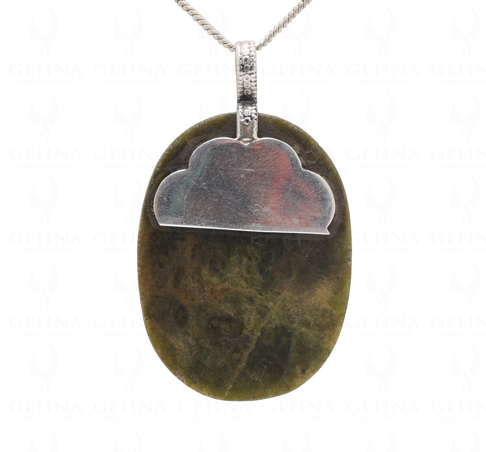 Seraphinite & Rose Quartz Gemstone 925 Sterling Silver Pendant Sp031035