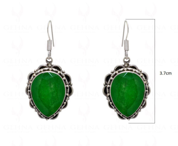 Green Jade Pear Shaped Gemstone Studded 925 Sterling Silver Earrings SE04-1035