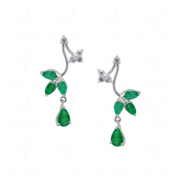 Emerald & Topaz Gemstone Studded 925 Sterling Silver Pendant Set SP04-1035