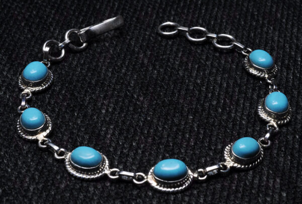 Turquoise Gemstone Studded 925 Sterling Solid Silver Bracelet Sb1035