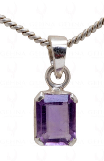 Amethyst Octagon Shape Gemstone 925 Silver Pendant SP02-1036