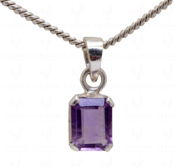 Amethyst Octagon Shape Gemstone 925 Silver Pendant SP02-1036