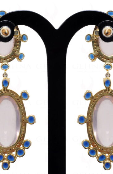 Iolite & Morganite Gemstone Studded 925 Sterling Silver Earrings Se011036