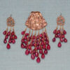 Ruby Gemstone Beaded Rose Gold Polish Silver Pendant & Earring Set SP04-1036