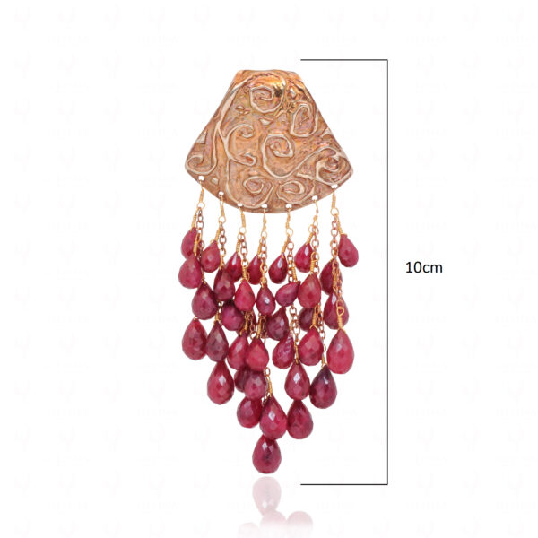 Ruby Gemstone Beaded Rose Gold Polish Silver Pendant & Earring Set SP04-1036