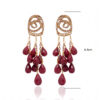 Ruby Gemstone Beaded Rose Gold Polish Silver Pendant & Earring Set SP04-1036