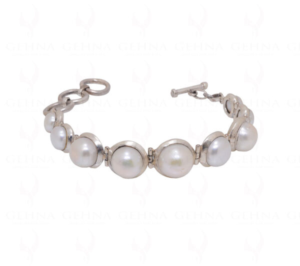 Natural Sea Water Pearl Studded 925 Sterling Solid Silver Bracelet Sb1037