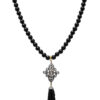 Black Spinel & White Sapphire Gemstone Studded Necklace In .925 Silver SN-1037