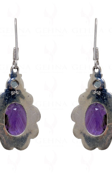 Blue Topaz & Amethyst Gemstone Studded 925 Sterling Silver Earrings SE04-1037
