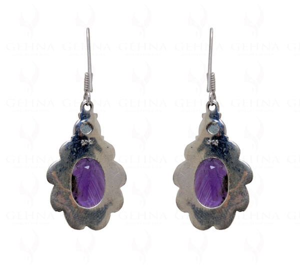 Blue Topaz & Amethyst Gemstone Studded 925 Sterling Silver Earrings SE04-1037