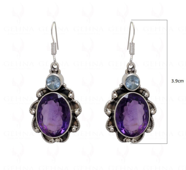 Blue Topaz & Amethyst Gemstone Studded 925 Sterling Silver Earrings SE04-1037