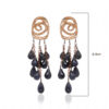 Sapphire Gemstone Beaded Rose Gold Polish Silver Pendant & Earring Set SP04-1037