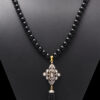 Black Spinel & White Sapphire Gemstone Studded Necklace In .925 Silver SN-1037