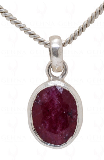 Ruby Oval Shape Gemstone 925 Silver Pendant SP02-1038