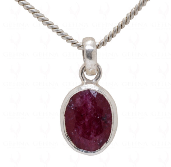 Ruby Oval Shape Gemstone 925 Silver Pendant SP02-1038