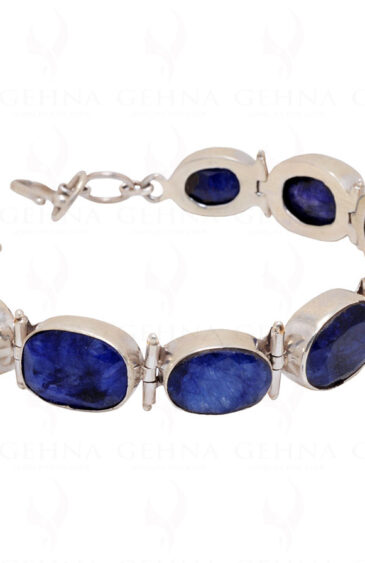 Blue Sapphire Gemstone Studded 925 Sterling Solid Silver Bracelet Sb1038