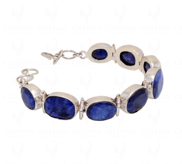 Blue Sapphire Gemstone Studded 925 Sterling Solid Silver Bracelet Sb1038