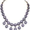 Rose Cut Sapphire Polkies Studded Necklace Set In .925 Sterling Silver SN-1039