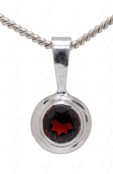 Red Garnet Round Shape Gemstone 925 Silver Pendant SP02-1039