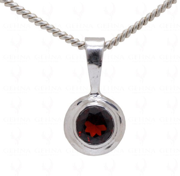 Red Garnet Round Shape Gemstone 925 Silver Pendant SP02-1039