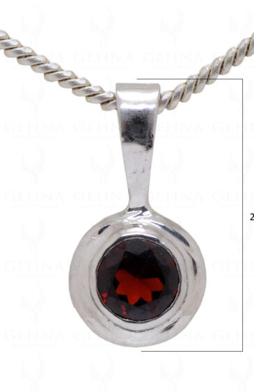 Red Garnet Round Shape Gemstone 925 Silver Pendant SP02-1039