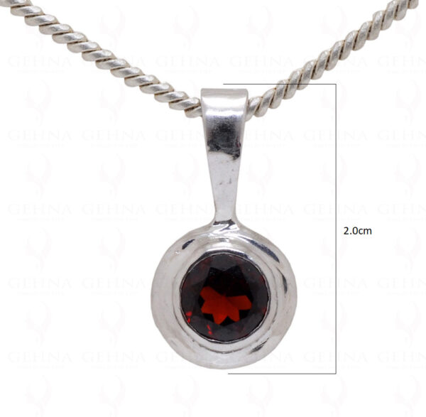 Red Garnet Round Shape Gemstone 925 Silver Pendant SP02-1039