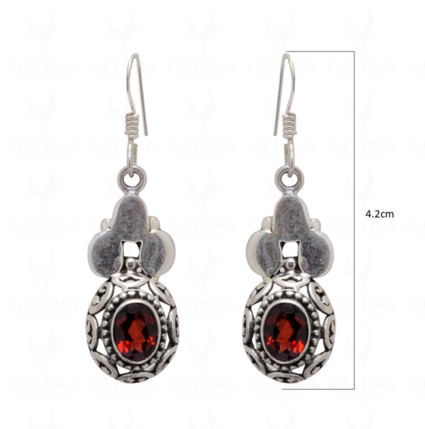 Red Garnet Round Shaped Gemstone Studded 925 Sterling Silver Earrings SE04-1039