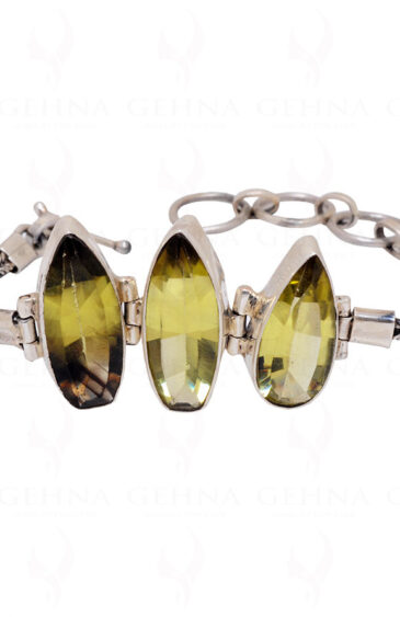 Bi-Color Lemon Topaz Gemstone Studded 925 Sterling Solid Silver Bracelet Sb1040