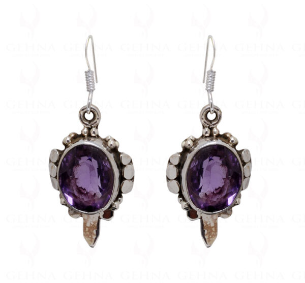 Amethyst Round Shaped Gemstone Studded 925 Sterling Silver Earrings SE04-1040