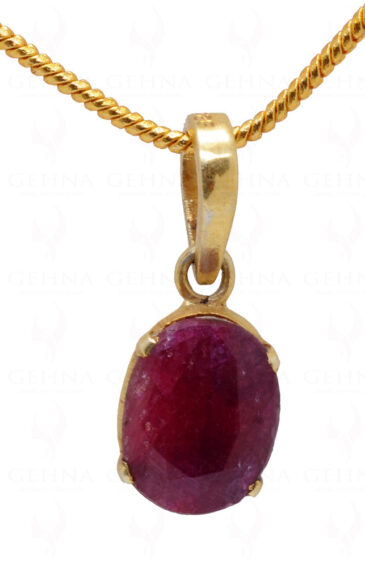 Ruby Oval Shape Gemstone 925 Silver Pendant SP02-1040