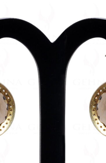White Sapphire & Smoky Quartz Gemstone Studded 925 Silver Earrings Se011040