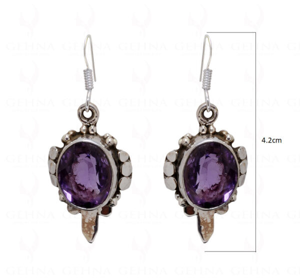 Amethyst Round Shaped Gemstone Studded 925 Sterling Silver Earrings SE04-1040