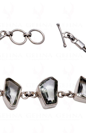 Aquamarine Gemstone Studded 925 Sterling Solid Silver Bracelet Sb1041