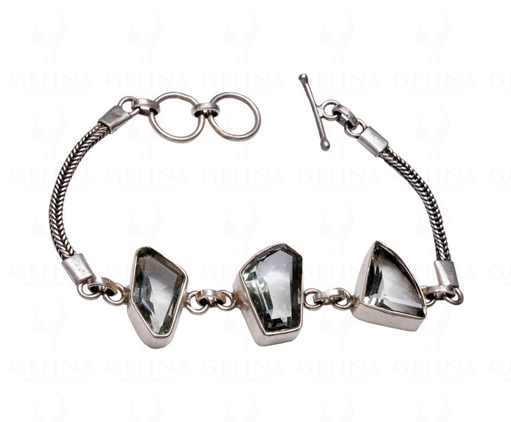 Sterling Silver Rhodium-plated Diamond Aquamarine Bracelet - Quality Gold