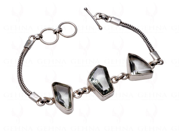 Aquamarine Gemstone Studded 925 Sterling Solid Silver Bracelet Sb1041