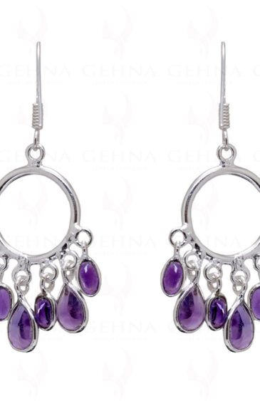 Amethyst Gemstone Studded 925 Sterling Silver Bezel Earrings SE04-1041