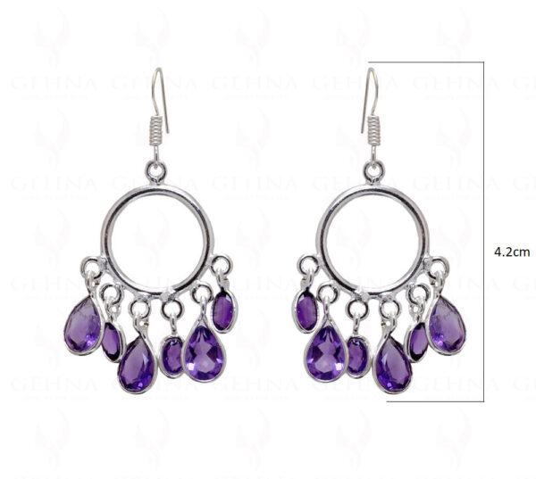 Amethyst Gemstone Studded 925 Sterling Silver Bezel Earrings SE04-1041