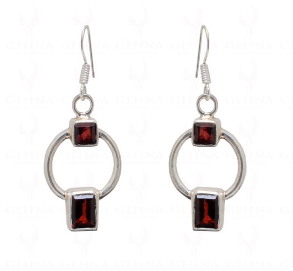 Red Garnet Gemstone Studded 925 Sterling Silver Earrings SE04-1042