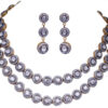 2 Rows Sapphire Polkies Studded Necklace Set In .925 Sterling Silver SN-1042