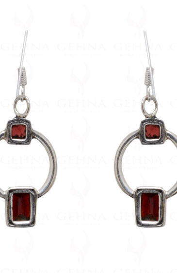 Red Garnet Gemstone Studded 925 Sterling Silver Earrings SE04-1042
