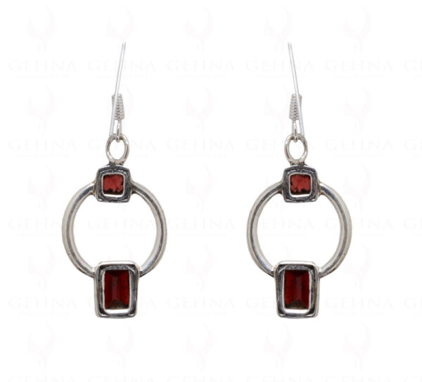 Red Garnet Gemstone Studded 925 Sterling Silver Earrings SE04-1042