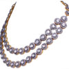 2 Rows Sapphire Polkies Studded Necklace Set In .925 Sterling Silver SN-1042