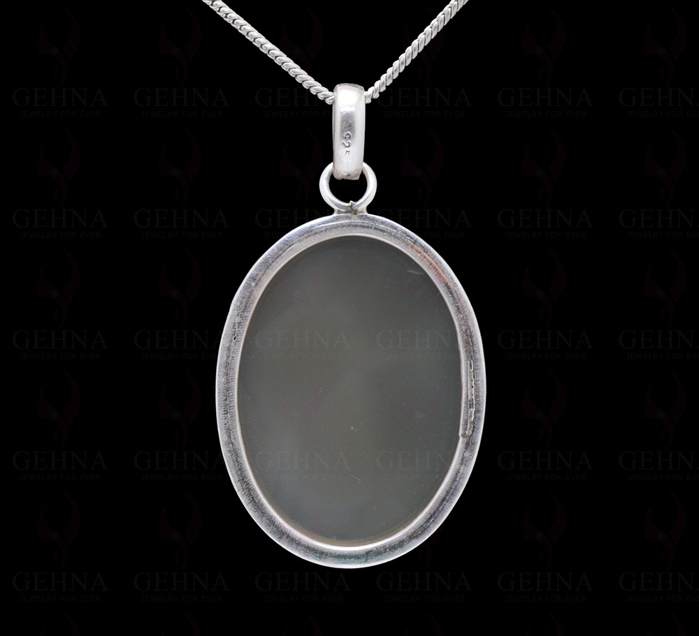 Chalcedony Gemstone Studded 925 Sterling Silver Pendant Sp031043