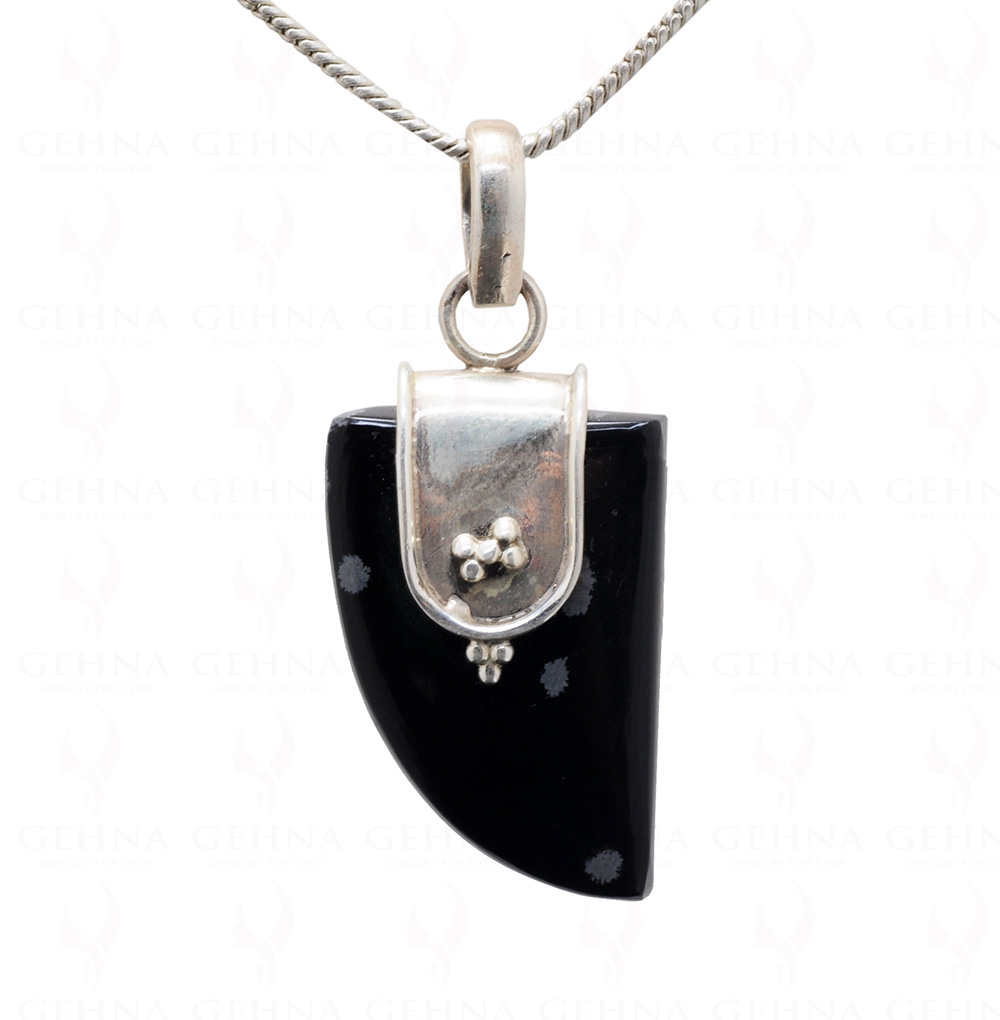 Snow Flake Obsidian Gemstone Studded 925 Sterling Silver Pendant Sp031044