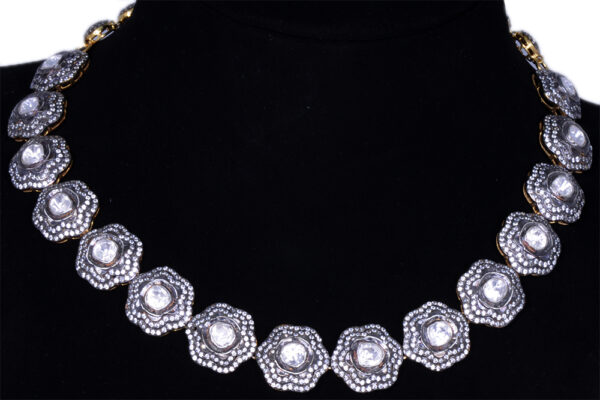 Sapphire Polkies Studded Victorian Style Necklace In .925 Silver SN-1044