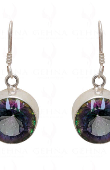 Mystic Grey Quartz Round Shaped Gemstone 925 Sterling Silver Earrings SE04-1045