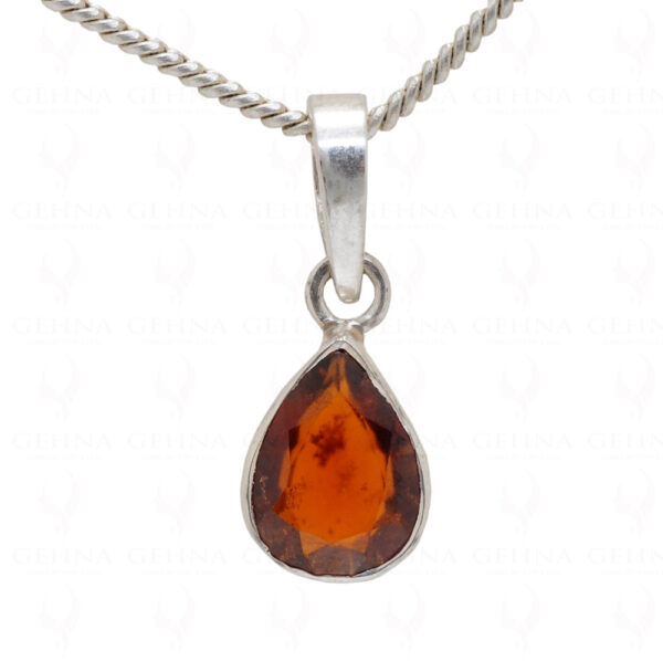 Hessonite Pear Shape Gemstone 925 Silver Pendant SP02-1045